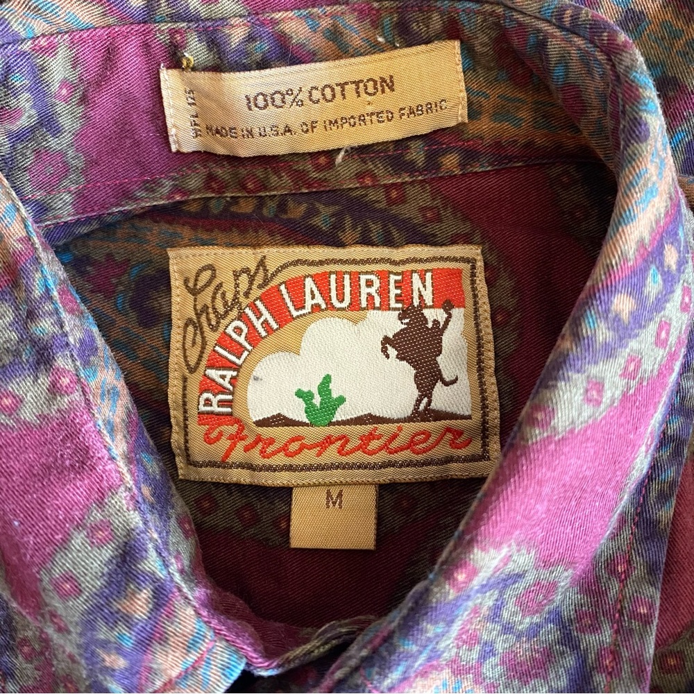 Vintage Chaps Ralph Lauren Frontier Shirt Button Down Long Sleeve Paisley M - Picture 7 of 7